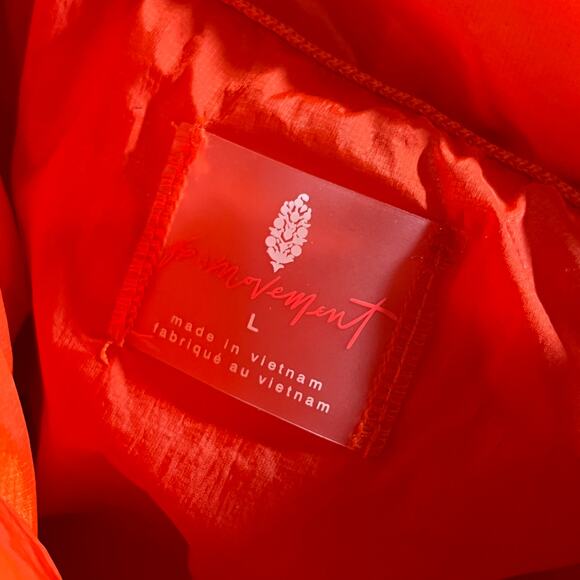 Free People Movement In‎ A Bubble Puffer Vest Large Flame Red Oversized Zip NEW - Picture 6 of 10